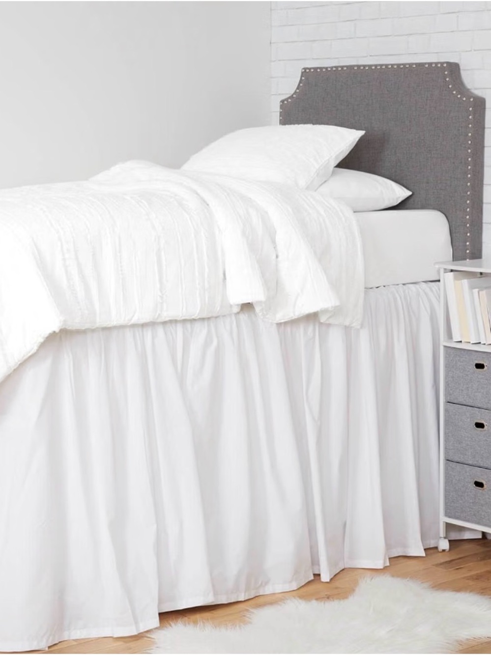Dormify Twin XL Classic White Bed Skirt